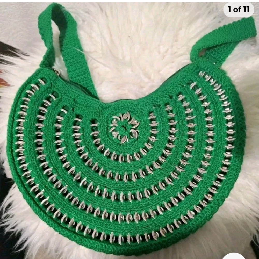 Handmade bag with crochet weaving technique.   New